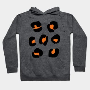 Large, Orange and Black, Leopard Spots Pack on Grey Hoodie